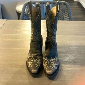 OLD WEST girl's western boot in‎ brown\ cream